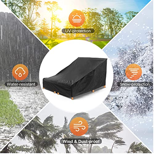 COOSOO Double Chaise Lounge Cover Waterproof 82Inch 2-Person Wide Patio Chair Cover Rattan Daybed Sofa Recliner Furniture Protective Dust Cover W