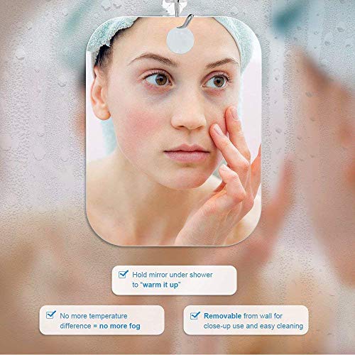 Deluxe Large Shower Mirror Fogless Shaving Mirror (12 inX8 in) Anit-Fog Shave Mirror Fog-Free Wall Hanging Mirror Bathroom Mirrors whit 1 Hook