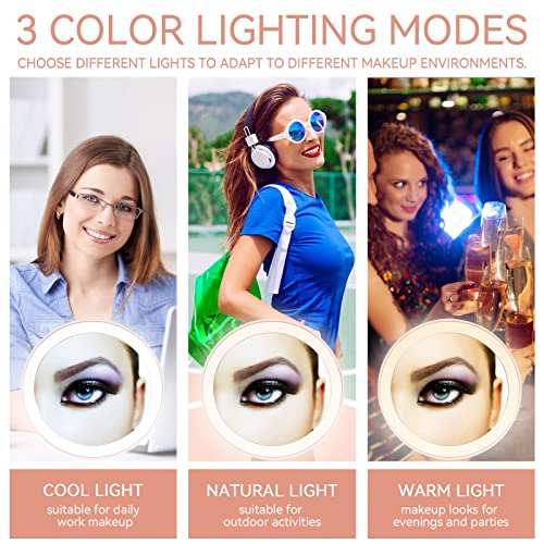 MIYADIVA Compact Mirror with Lights,1x/25x Magnification Travel Makeup Mirror,Handheld Magnifying Mirror,Vanity Mirror with Lights,Gift for Your