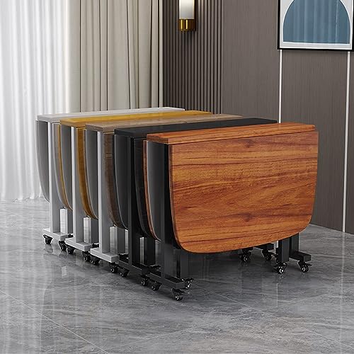 UE-MAOLU Dining table, Kitchen Folding Dining Table, Wood Extendable drop leaf table,with Moveable Wheels Saving Space, Round Edge Design,for Liv