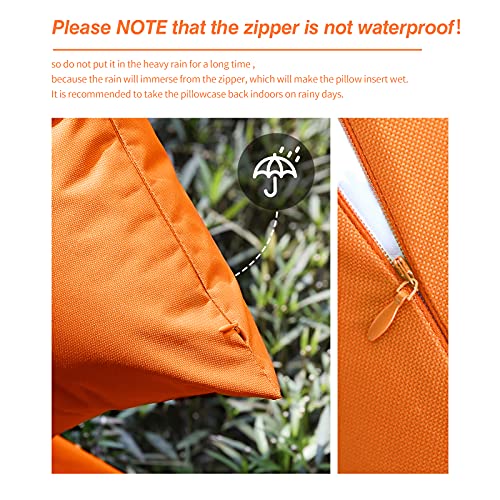 Lewondr Waterproof Outdoor Throw Pillow Cover, 2 Pack Solid PU Coating Throw Pillow Case UV Protection Garden Cushion Cover for Patio Sofa Couch