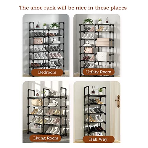 ONEORNEVER Shoe Rack, Sturdy Metal Shoe Rack Organizer,Narrow Shoe Rack,Shoe Racks for Closets,Shoes Rack,Shoe Stand,Shoe Shelf for Hallway Black