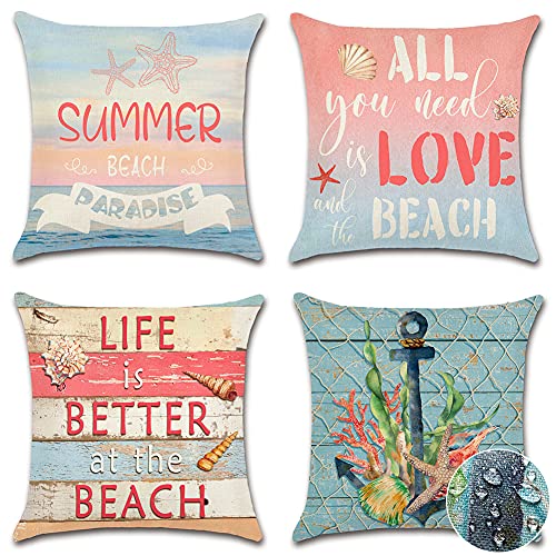 JOTOM Outdoor Decorative Cushion Covers 45x45cm Tropical Plants Waterproof Throw Pillow Covers Square Cushion Cover Garden Throw Pillow Case for