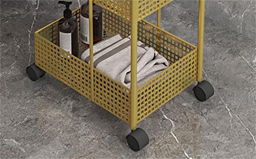 UXZDX Iron Rack Bedroom Kitchen Metal Mobile Bathroom Storage Rack Wheeled Trolley Gold Kitchen Cart Kitchen Island (Color : D, Size : 37x24x78)
