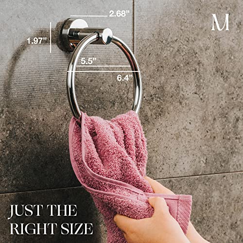 Marmolux Acc - Chrome Towel Ring - Hand Towel Holder for Bathroom Hand Towel Racks Wall Mount Bathroom Hardware - Simple Round Towel Hanger Heavy
