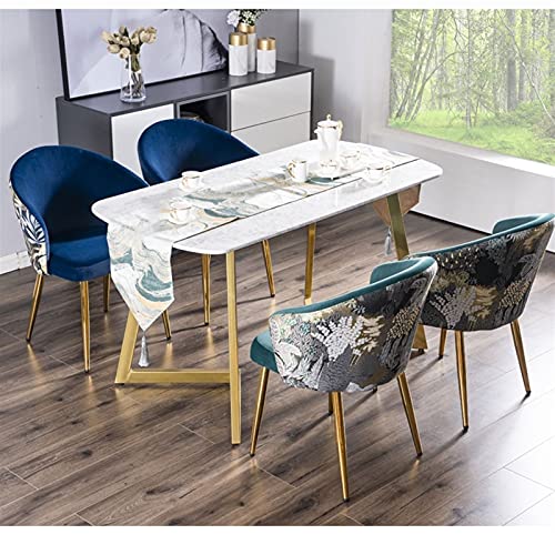 Kitchen Dining Room Furniture Chairs Retro Dining Chair Set Of 4 Modern Kitchen Dining Room Chairs with Metal Legs Velvet Seat and Embroidery Bac