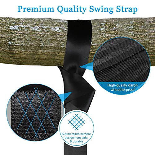 xocome Premium Tree Swing Hanging Hammock Straps - Hanging Straps 150cm With 2 Heavy Duty Safety Lock Carabiner Hooks & D-rings, Polyester Straps