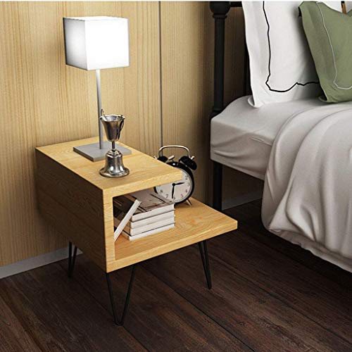 CZDYUF Simple Double Storage Space Bedside Table Wrought Iron Cabinet Feet Homeiving Room Bedroom Balcony Side Table Coffee Table, YueQiSong, Woo