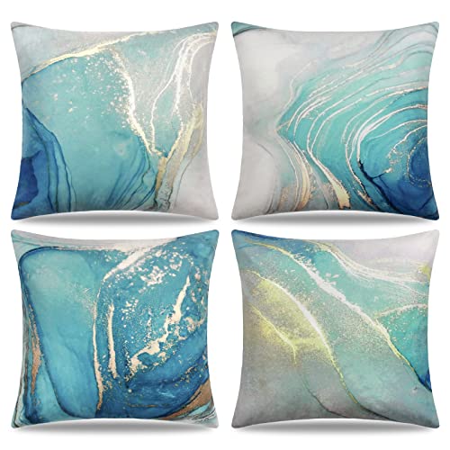 Dremisland Outdoor Waterproof Throw Cushion Covers 18x18 Inch Set of 4 Floral Printed Pillow Covers Boho Farmhouse Outdoor Decorative Pillowcases