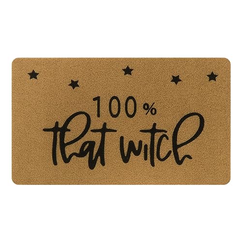 Lahome Halloween Decorative Door Mat, Outdoor Indoor Front Doormat with PVC Backing, Durable Non Slip Black Pumpkin Coir Door Mats for Entrance P