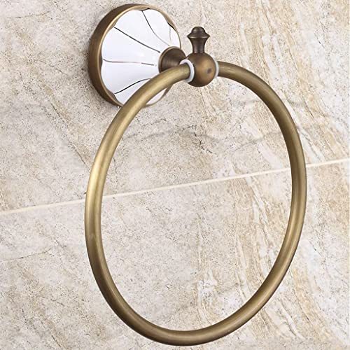 HIGOH Towel Racks,Bath Towel Holder,Bathroom Hand Towel,Antique Retro European Pastoral Style Bronze Towel,Towel Rack,Round Hand Towel Holder