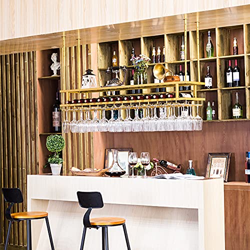 KEppd Wine Rack Wall Mounted - Ceiling Hanging Wine Glass Rack European Style Wine Bottle Holder Decoration Stemware Goblet Shelf for Bars, Adjus