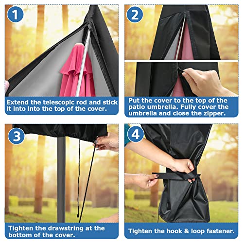 GARPROVM Parasol Cover Waterproof 2 to 4m, 420D Oxford Fabric, Heavy-duty Garden Umbrella Cover, Windproof Anti-UV Cantilever Coverswith Zip