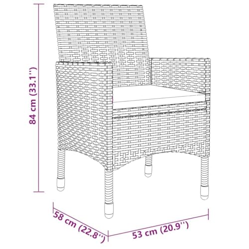 vidaXL Garden Dining Set 5 Piece Outdoor Furniture Table and Chair Armchair Lounge Seat Patio Dining Set Poly Rattan and Tempered Glass Brown