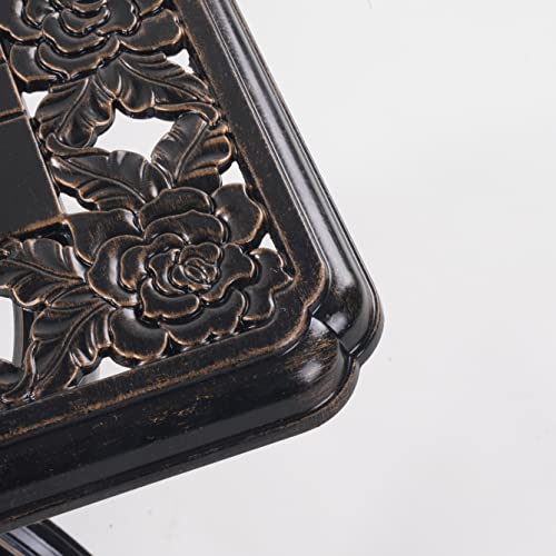 Mandolin Outdoor Patio Table,Rust -Resistant Cast Aluminum Side Table,Weather Resistant End Table,Coffee Table, Perfect for Patio, Backyard Or Ga