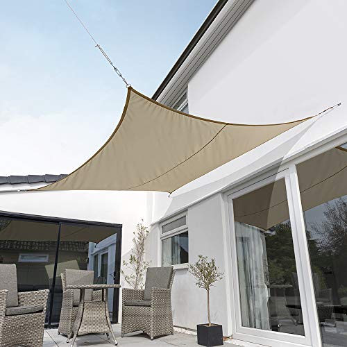 Kookaburra Waterproof Garden Sun Shade Sail Canopy in Mocha 98% UV Block (3.6m Square)