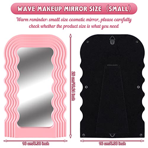 Maitys 2 Pcs Wave Pattern Irregular Makeup Mirror Tabletop Vanity Mirror Aesthetic Hanging Wall Mirror Preppy Photo Props Cosmetic Mirror for Tab