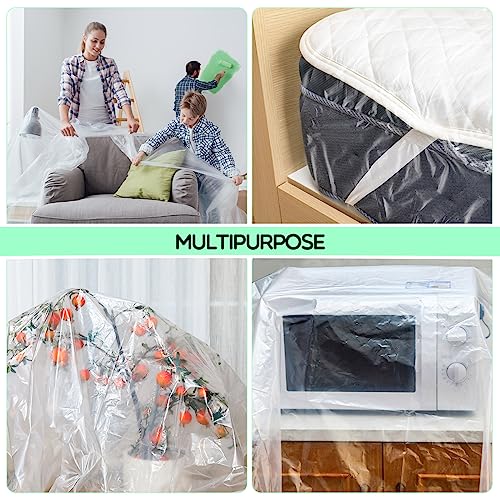 Fulmoon 10 Pcs Queen Size Mattress Bags for Moving 4 Mil Mattress Storage Bag Reusable Mattress Cover for Moving Clear Thick Plastic Mattress Pro