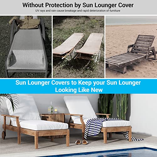 Mrrihand Garden Sunbed Covers Waterproof 200x75x40/70cm with Air Vent, Heavy Duty 600D Outdoor Sunbed Cover with PU Coating, 4 Buckles and Drawst