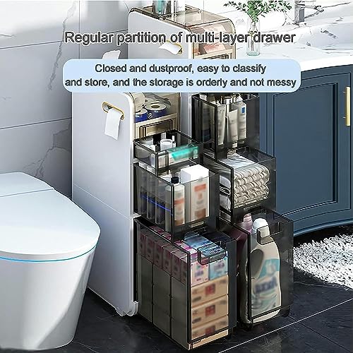 Slim Toilet Paper Storage Cabinet Skinny Bathroom Storage Cabinet Small Bathroom Storage Cabinet Toilet Paper Stand For Small Space 4-Tier Slim T