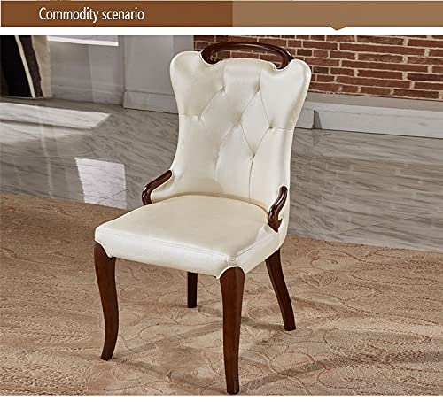DLOETT Dining chair solid wood soft bag back leather dining chair hotel restaurant villa dining chair stool