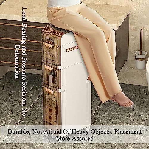 Waterproof Side Cabinet Crevice Shelf Paper Storage Small Bathroom Storage Cabinet Freestanding, Toilet Paper Holder with Storage for Toilet Pape