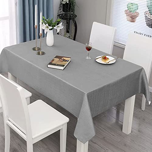 Table Cloth Wipeable PlasticTablecloth Waterproof Table Cover PVC 140 x 200 cm Rectangle Table Protector for Kitchen Picnic Outdoor Indoor(Light