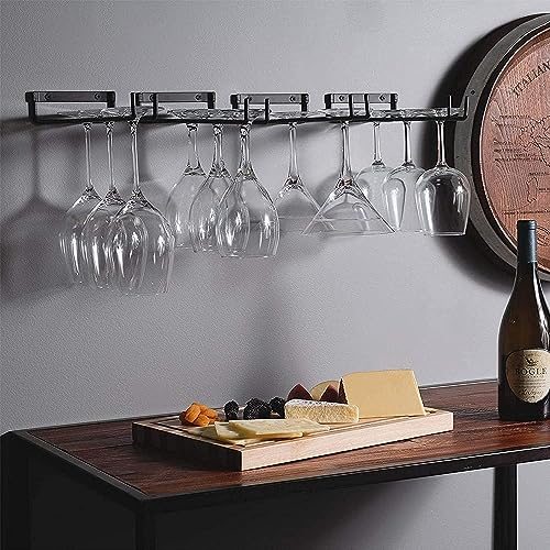 Evilsoul 11.8 Inch Wine Glass Rack,Wine Glass Rack Under Cabinet Stainless Steel Stemware Rack - Hanging Stemware Holder for Cabinet Kitchen Bar