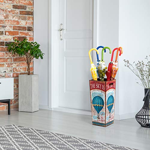 Rebecca Mobili Umbrella Rack Umbrella Holder Fabric Mdf White Red Vintage Style Entrance Home Office - 50 x 21 x 21 cm (H x W x D) - Art. RE4851