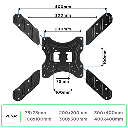 Duronic TV Wall Bracket Mount for 17-60 Inch TVB420, Cantilever Wall Stand for Television Screen, Tilt Swivel, VESA Up to 400 x 400mm, Fixing for