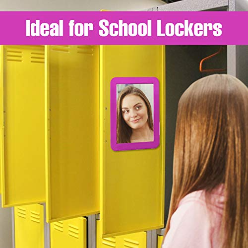 Magnetic Locker Mirror for School Locker, Gym Locker, Office Cabinet, Workshop or Refrigerator, Makeup Mirror, 5" x 7" (Black)
