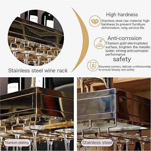 SUCHETA Wine Rack European Wine Glass Rack Adjustable Hanging Wine Bottle Holder Double Storage Stainless Steel Wine Holder Stemware Holder With