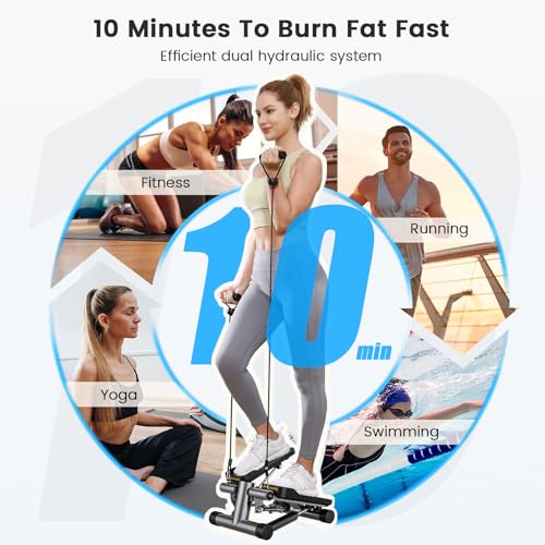 Sportsroyals Stair Stepper with Resistance Band, Mini Stepping Fitness Exercise Home Workout Equipment for Full Body Workout,330lbs Weight Capaci