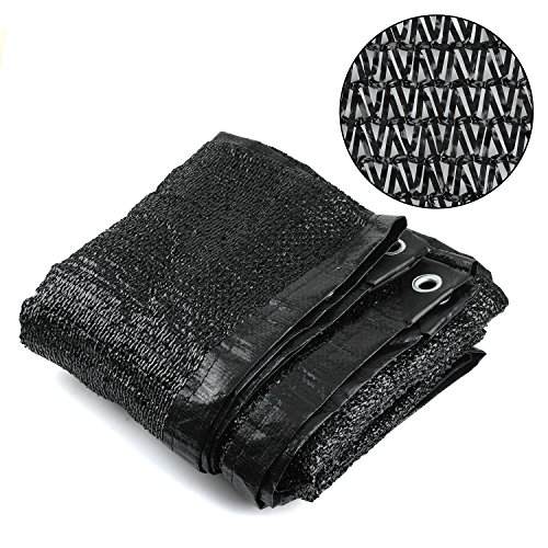 Shade Netting 70%-75% Sunblock Shade Cloth - Black Bulk UV Resistant Fabric Mesh Tarp for Greenhouse Plant Shade Net Taped Edge with Grommets Inc
