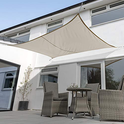 Kookaburra Waterproof Garden Sun Shade Sail Canopy in Mushroom 98% UV Block (5m x 4m Rectangle)