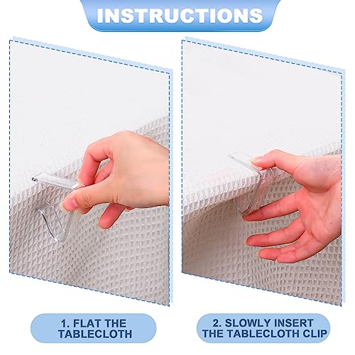 FRIUSATE 20Pcs Plastic Tablecloth Clips Transparent Table Cloth Clip Clear Tablecloth Weight for Outdoor Picnic Tables Table Cloth Holder Table C