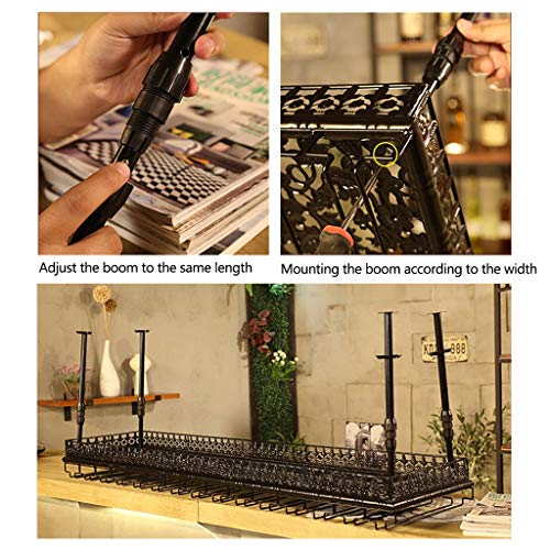 Ceiling Wine Rack Vintage Wrought Iron Metal Home Multi-Function Living Room Display Wine Rack Glass Wine Cup Bracket - Restaurant Kitchen Bar Ad