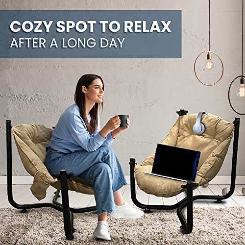 METALLIC TURTLE Comfort Chairs Set of 2 Garden Lounge Patio Camping Chairs Balcony Furniture, Conservatory Sofa (Beige)