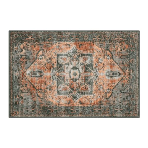 Collive Washable Indoor Door mat, Non Slip Retro Entryway Rug 20" x 32" Doormat Quick Absorbent Entrance Rug Distressed Front Door Mat, Welcome M
