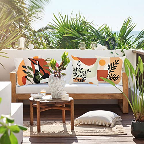 Homodeco Set of 4 Outdoor Cushion Covers Waterproof 45 x 45 cm, Decorative Outdoor Waterproof Cushion Breathable Retro Letter for Patio Garden Fa