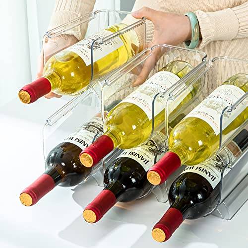 Heshebuy Set of 2 Bottle Racks, Fridge Organiser Bottle Rack, Stackable Wine Rack Bottle Holder Made of Plastic