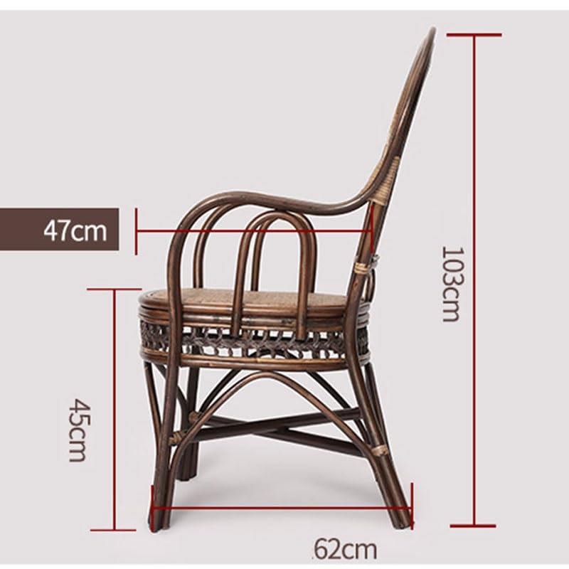 LXXSH Back Chair Classical Dining Stool Furniture Leisure Office Chair Plant Rattan Material Dining Chair
