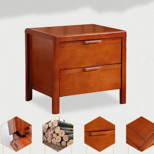 LUKEO Solid Wood Bedside Table Simple Environmental Protection Bedside Table,Double Drawer Bedroom Mini Bedside Table