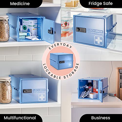 Lockabox One™ | Compact and Hygienic Lockable Box for Food, Medicines, Tech and Home Safety (Medi Blue)
