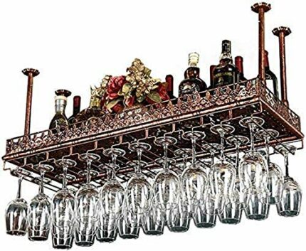 EYLINK Wine Racks,Wine Lovers/Wine Rack Simple Style Iron Hanging Wine Glass Rack Hanging Wine Bottle Holder Bar Creative Wine Rack Ceiling Decor