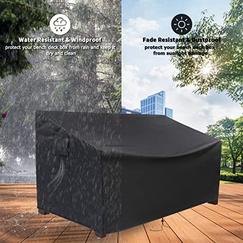 Guisong Outdoor Storage Bench Cover, Heavy Duty Cover for Keter Bench Deck Box 70 Gallon, Waterproof Cover for Patio Bench/Seating Storage Cabine