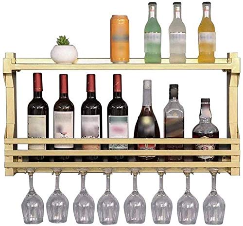 SUCHETA Hanging Wine Rack with Glass Holder and Shelf, Wine Rack Glass Shelf Wall Mounted Wine Shelf Holder Metal Wine Glass Hanging Rack (Color