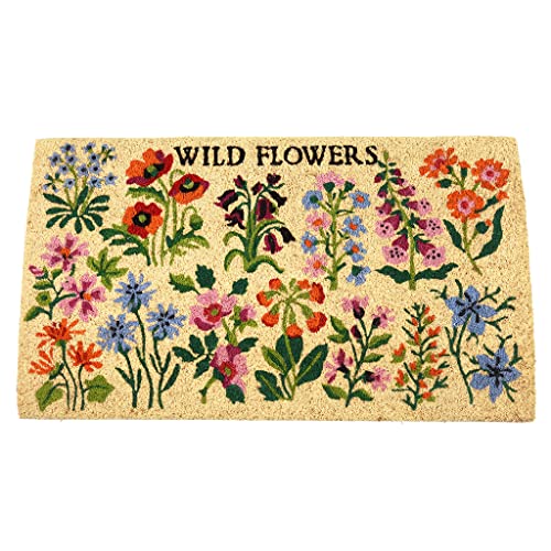 Rex London Wild Flowers Print Non-Slip Rubber Backed Coir Doormat