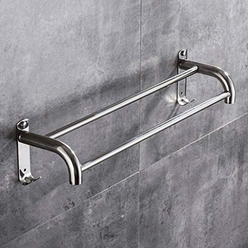 N/A Double Towel Bar Stainless Steel Bathroom Kitchen Towel Holder Dual Towel Rod Rustproof Wall Mount Towel rack