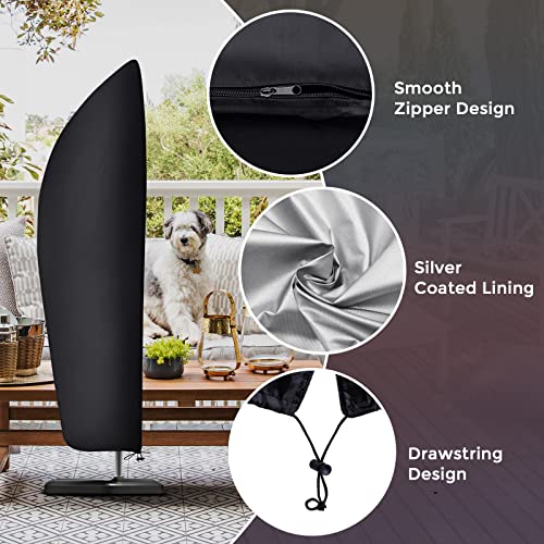 Garden Parasol Cover Cantilever Outdoor Parasol Protective Cover Large Patio Offset Umbrella Cover with Zipper 9 to 13 ft 420D Durable Waterproof